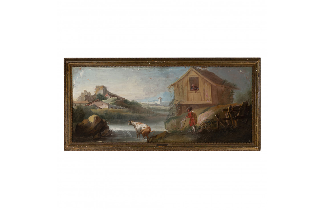 Piedmontese school of the 18th century Arcadian landscape Oil…