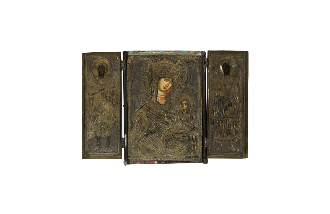 Russian icon Travel triptych with Tikhvin's Mother of God…